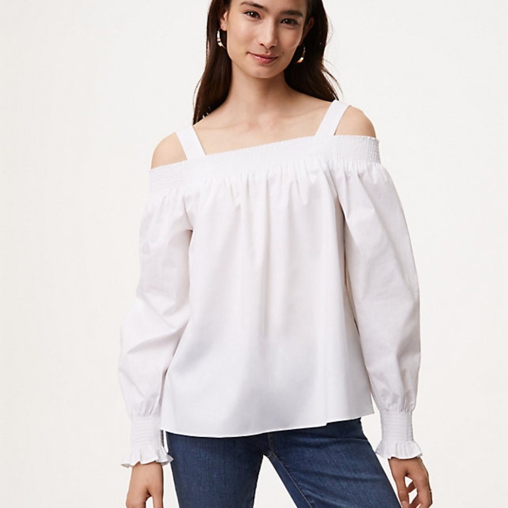 LOFT women's Smocked Off The Shoulder Blouse452535